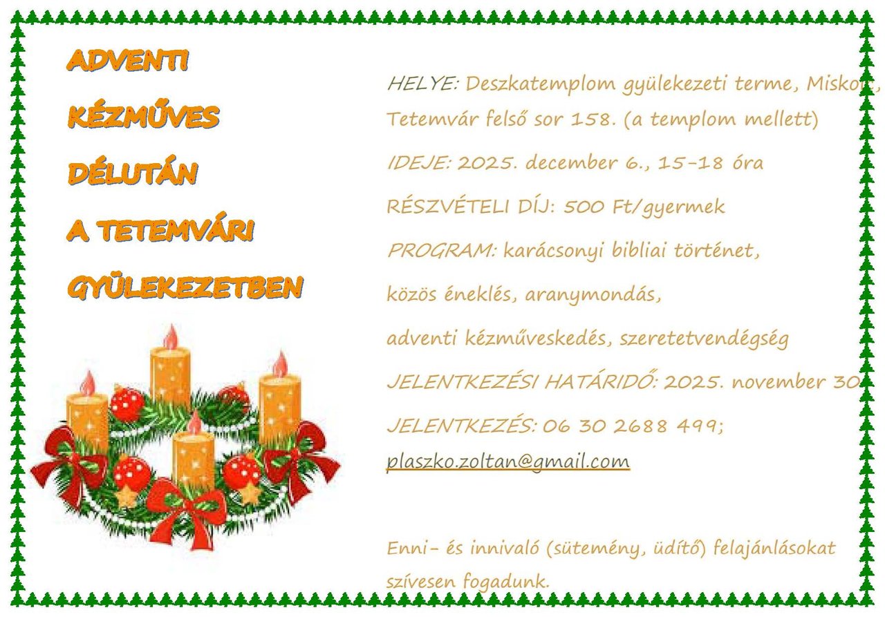 ADVENTI KÉZMŰVES DÉLUTÁN 2025